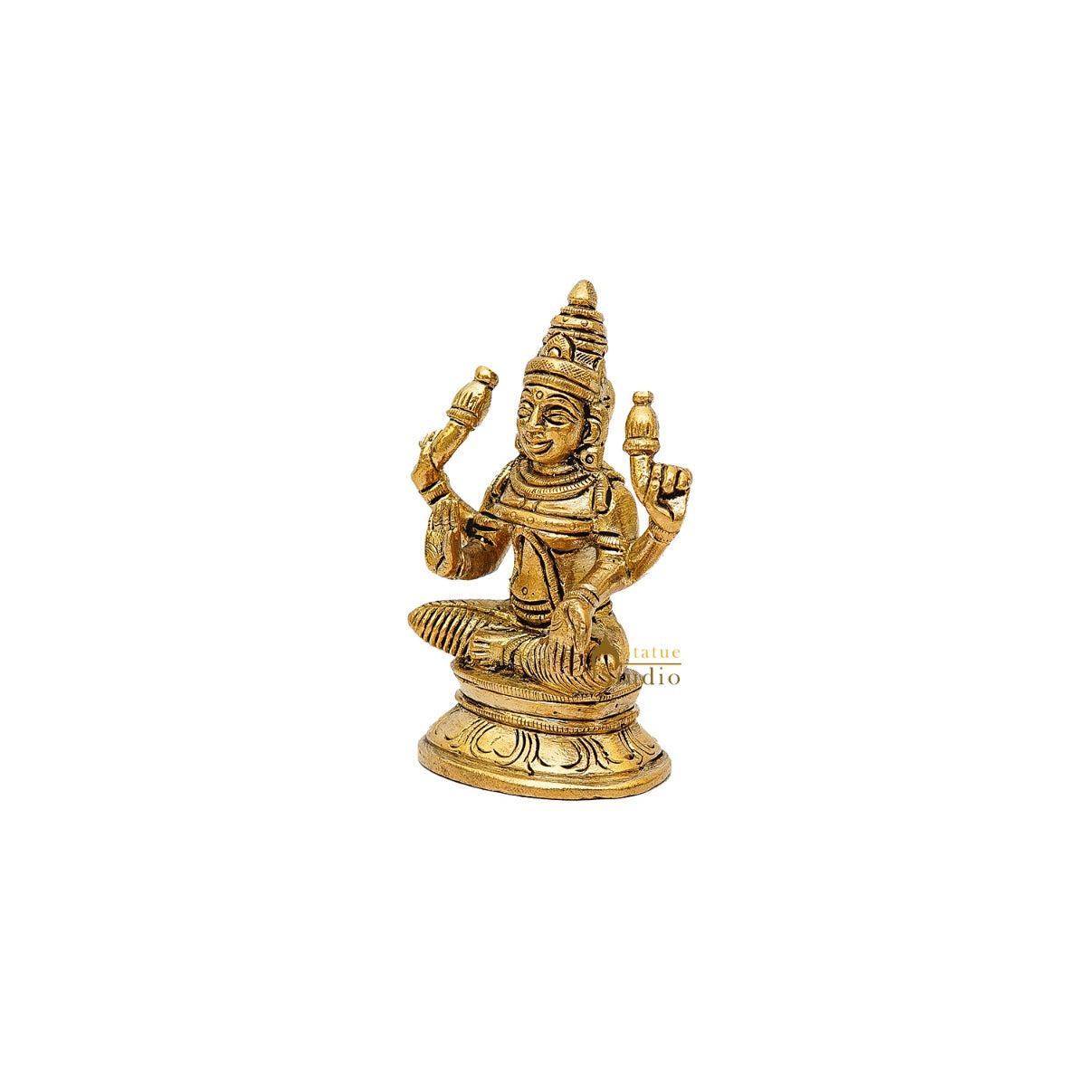 Brass Small Fine Lakshmi Idol For Pooja Décor Lucky Gift Laxmi Statue - Image 5
