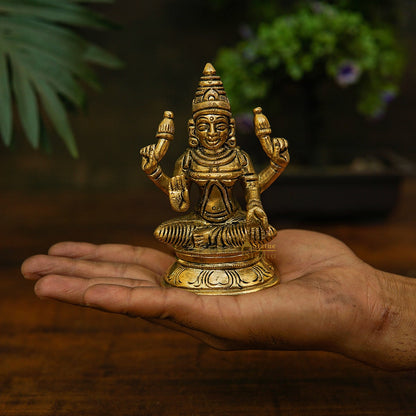 Brass Small Fine Lakshmi Idol For Pooja Décor Lucky Gift Laxmi Statue by vendor-unknown - Hindu Gods (View 3)
