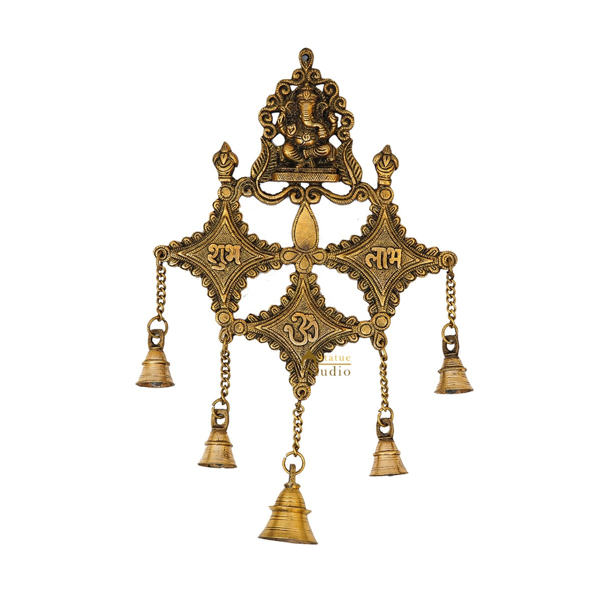 Brass Ganesha Wall Hanging Diwali Shubh Laabh Lucky Décor - Image 3