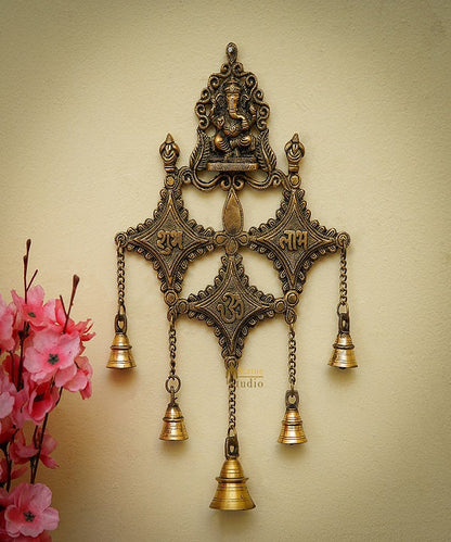 Brass Ganesha Wall Hanging Diwali Shubh Laabh Lucky Décor by vendor-unknown - Decor