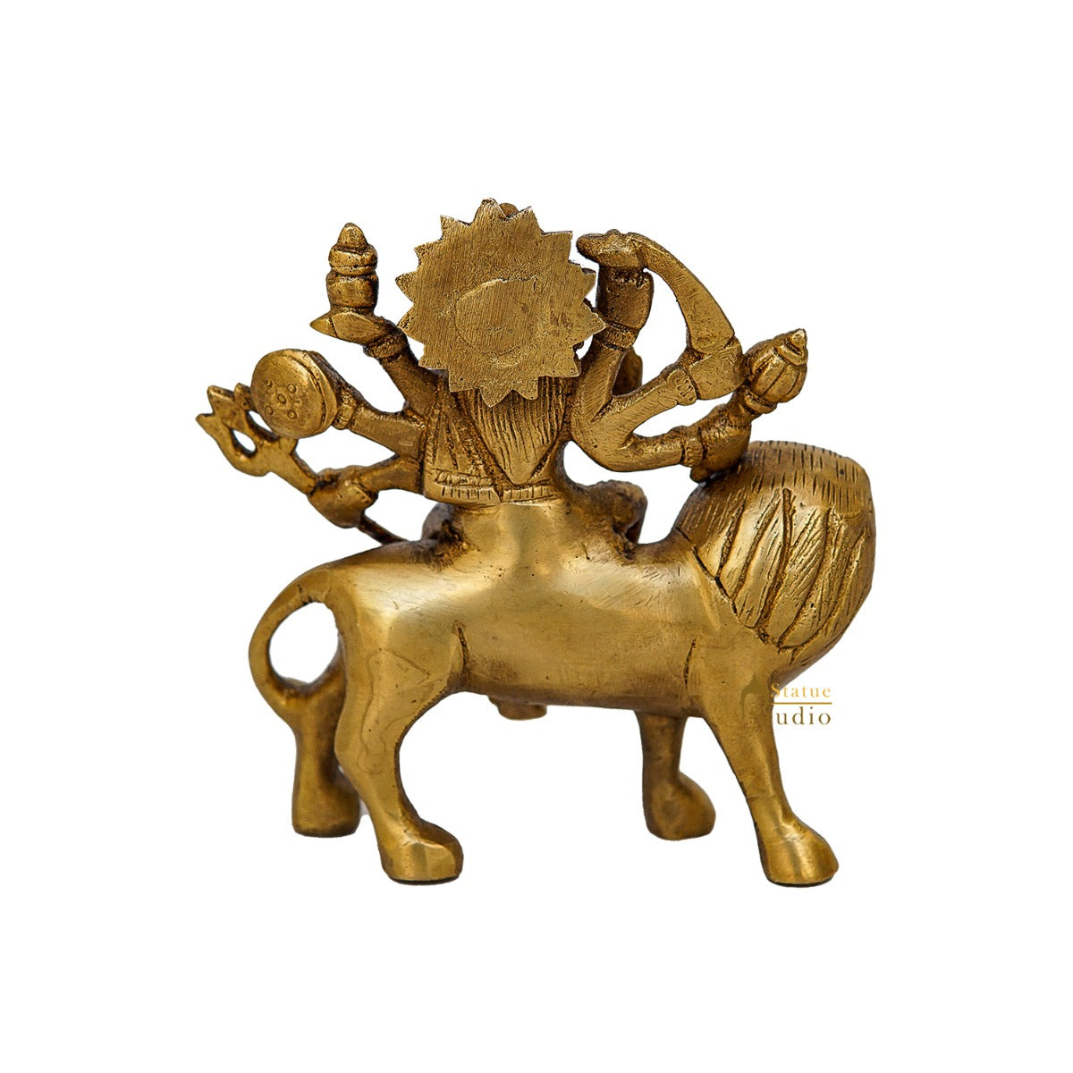 Brass Small Durga Idol For Home Temple Pooja Room Decor Gift 4" - Image 5