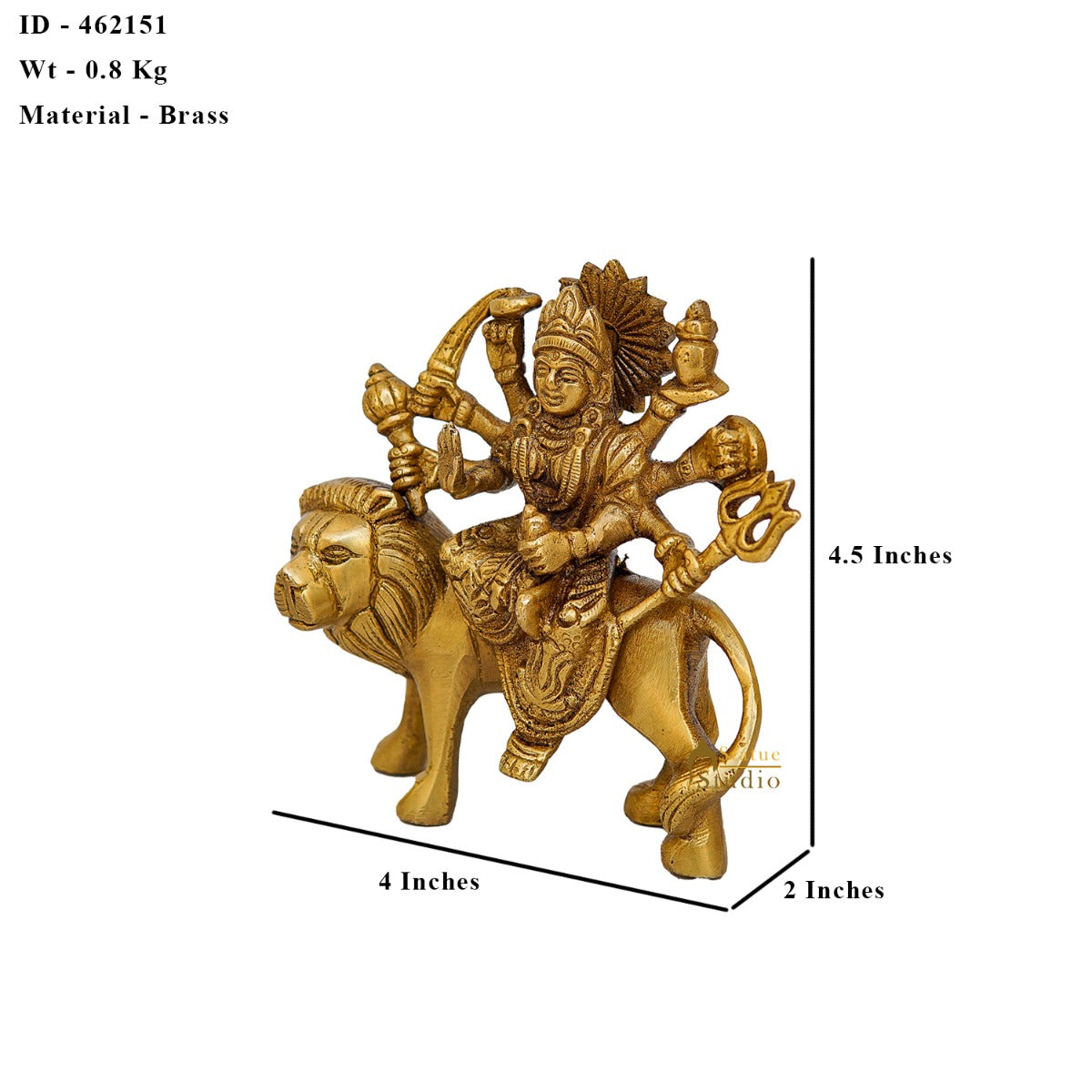 Brass Small Durga Idol For Home Temple Pooja Room Decor Gift 4"
