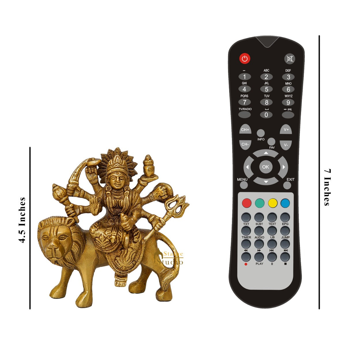 Brass Small Durga Idol For Home Temple Pooja Room Decor Gift 4" - Image 7