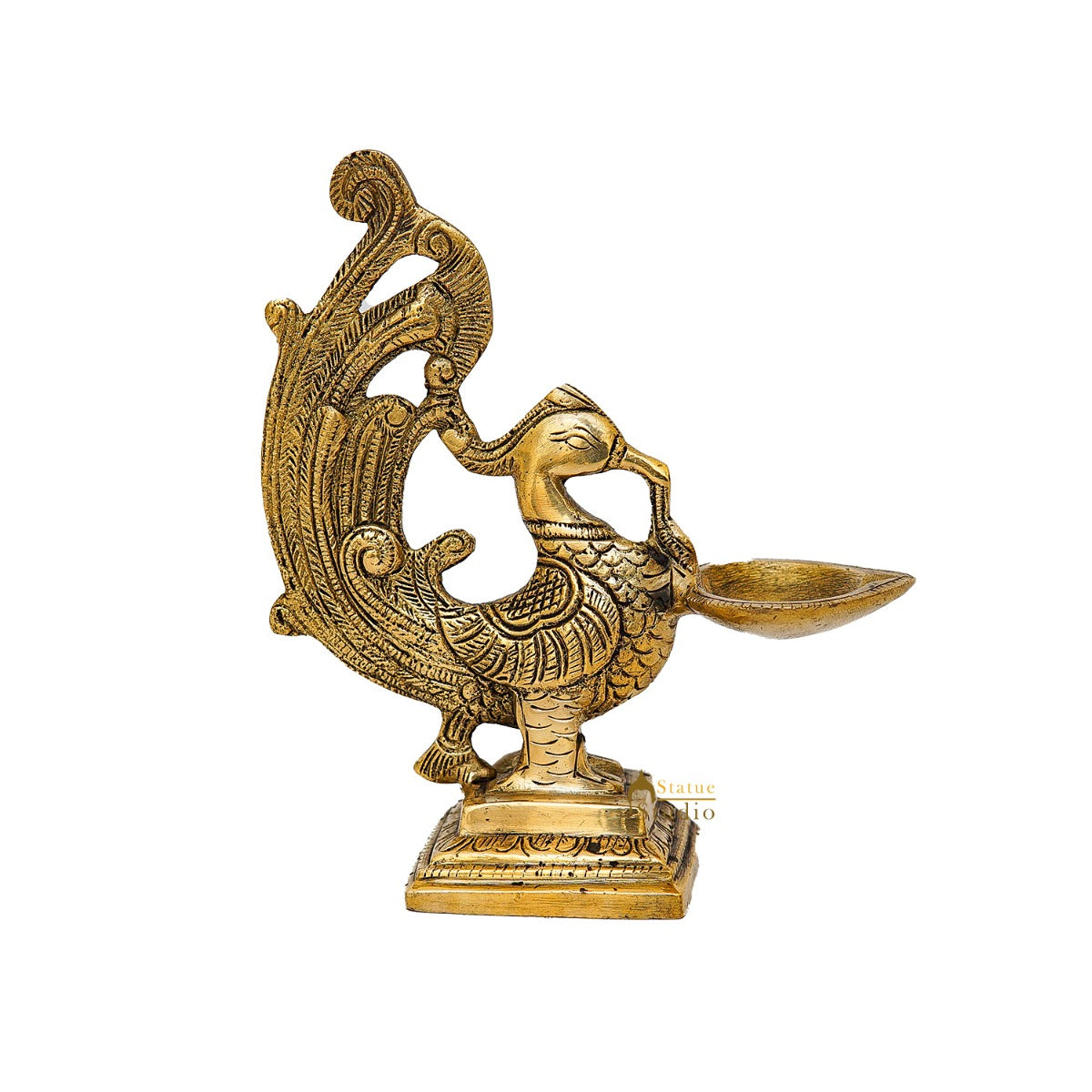 Brass Bird Diya For Home Diwali Pooja Decor Gift Showpiece 7"