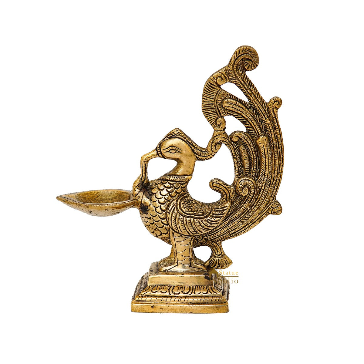 Brass Bird Diya For Home Diwali Pooja Decor Gift Showpiece 7"