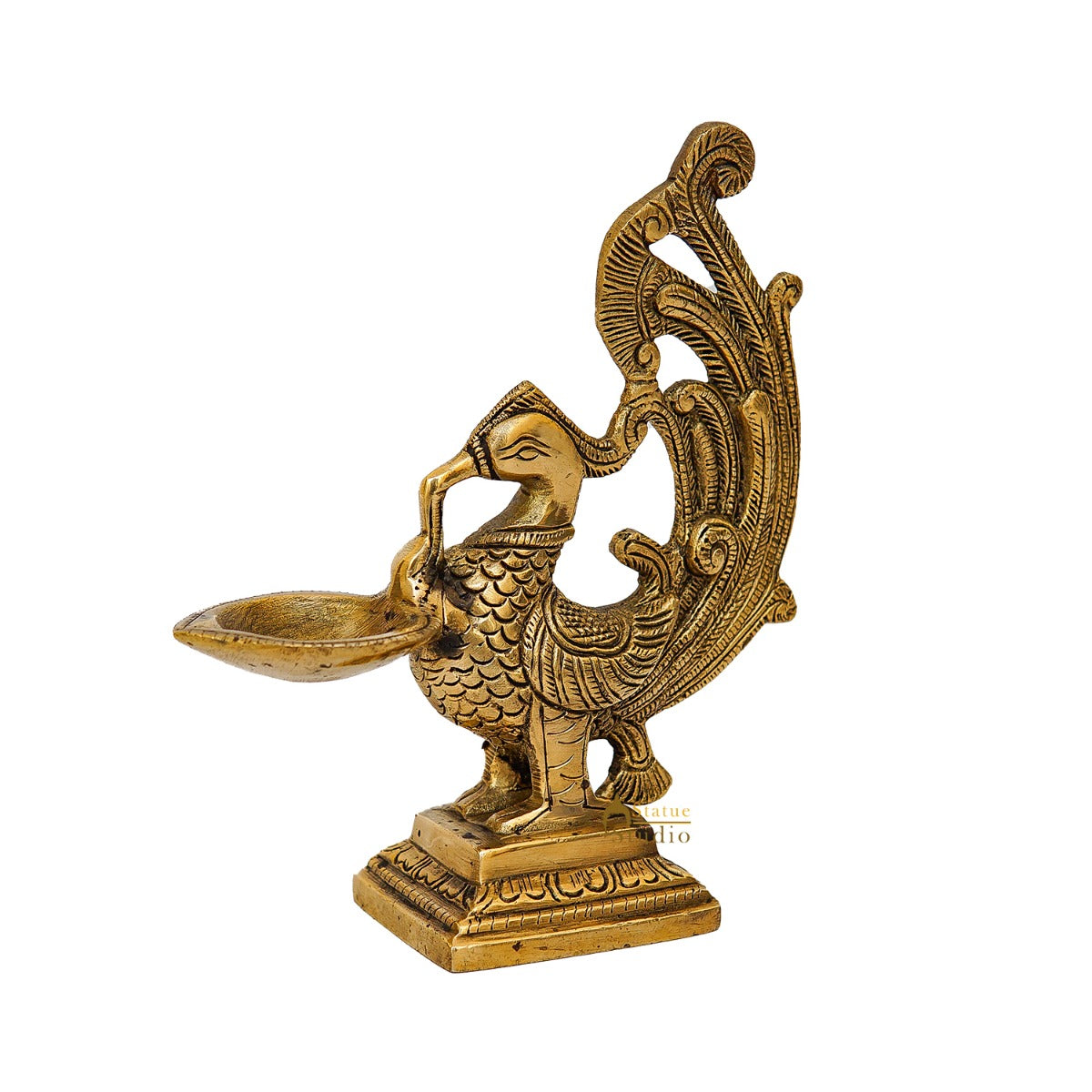 Brass Bird Diya For Home Diwali Pooja Decor Gift Showpiece 7"
