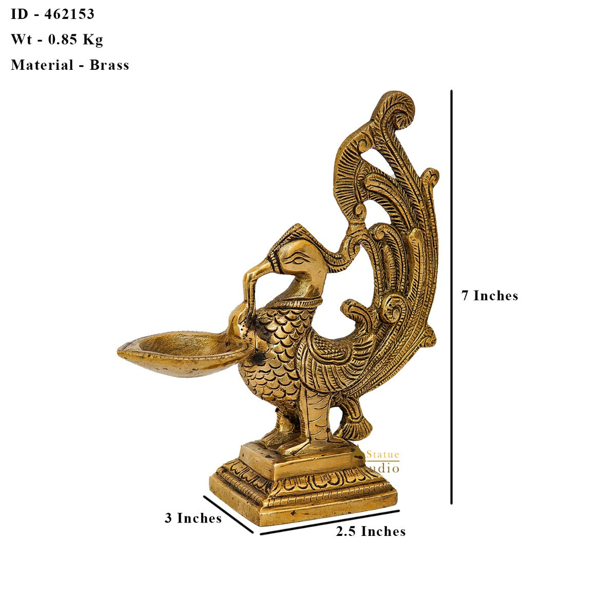Brass Bird Diya For Home Diwali Pooja Decor Gift Showpiece 7" - Image 6
