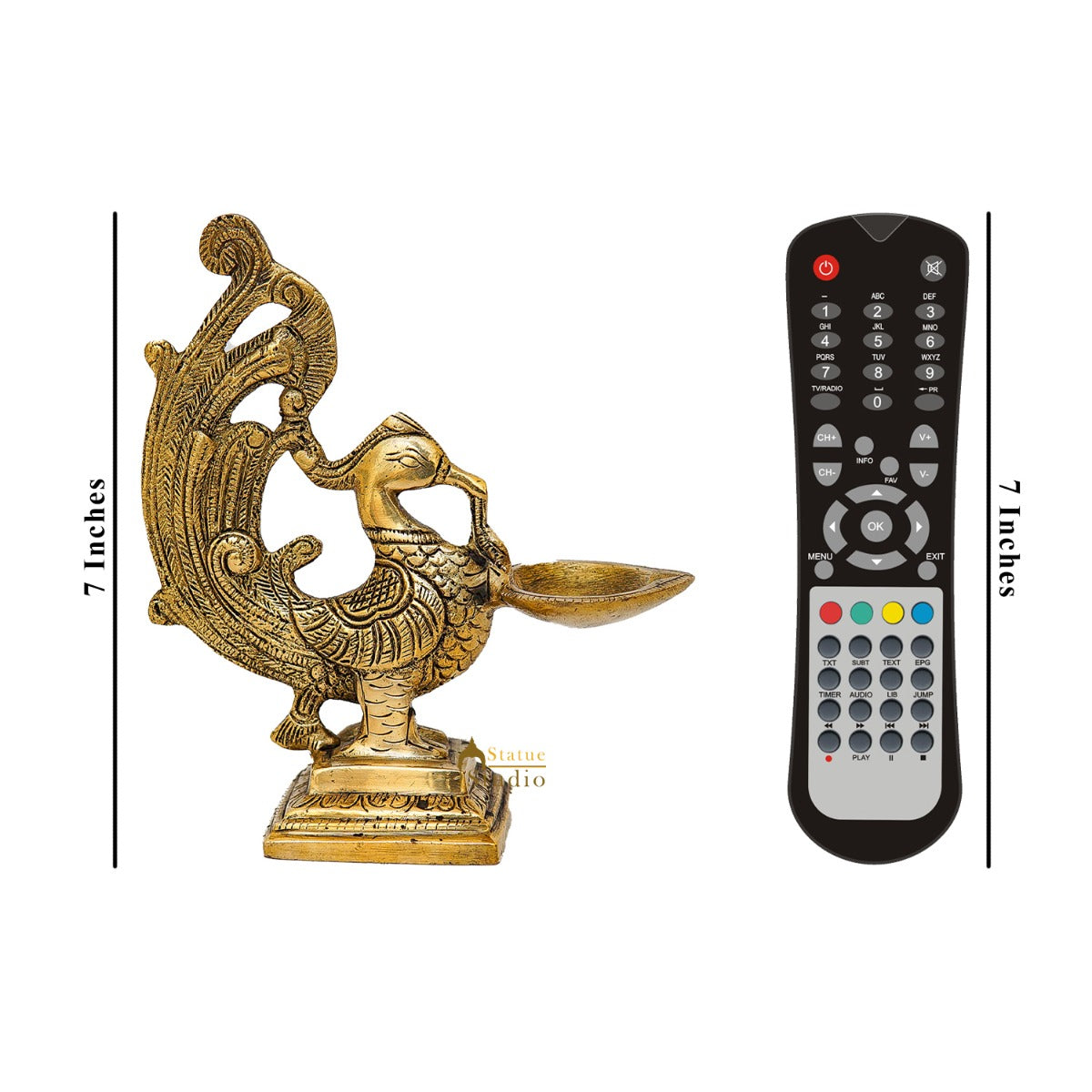 Brass Bird Diya For Home Diwali Pooja Decor Gift Showpiece 7" - Image 7