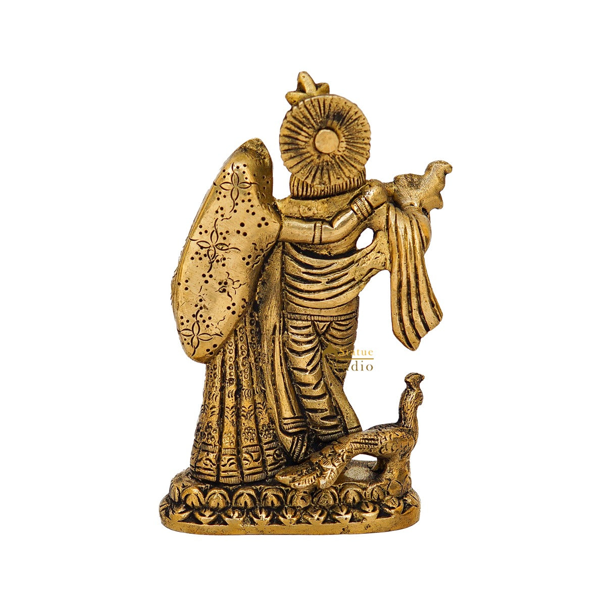 Brass Radha Krishna Idol Home Pooja Room Decor Gift Statue 5" - Image 5