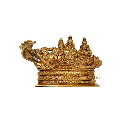 Brass Vishnu Laxmi Idol For Home Pooja Room Decor Small Statue 3" by vendor-unknown - Hindu Gods (View 3)