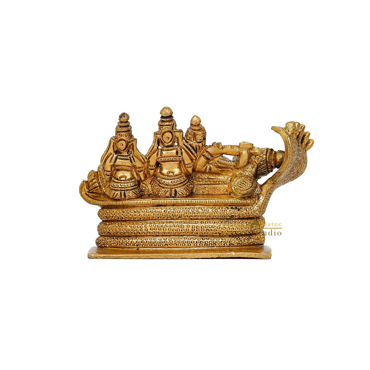 Brass Vishnu Laxmi Idol For Home Pooja Room Decor Small Statue 3" - Image 5