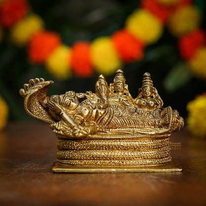 Brass Vishnu Laxmi Idol For Home Pooja Room Decor Small Statue 3" by vendor-unknown - Hindu Gods