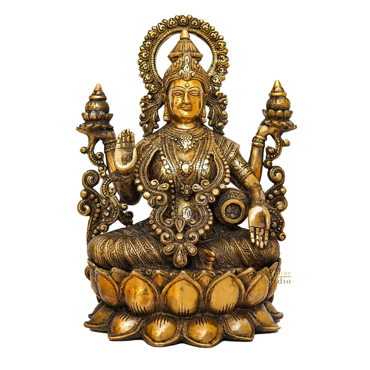 Brass Large Size Lakshmi Idol For Home Office Diwali Decor Statue 12" - Image 3