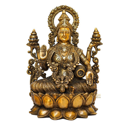 Brass Large Size Lakshmi Idol For Home Office Diwali Decor Statue 12" by vendor-unknown - Hindu Gods (View 3)