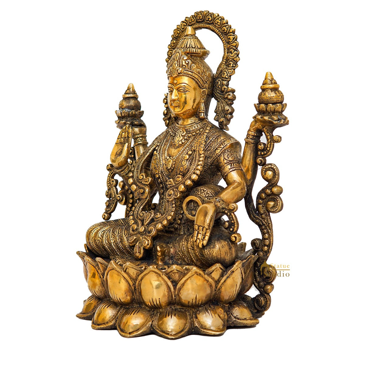 Brass Large Size Lakshmi Idol For Home Office Diwali Decor Statue 12" - Image 4