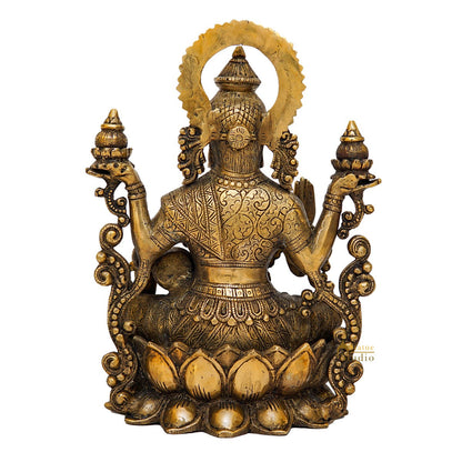Brass Large Size Lakshmi Idol For Home Office Diwali Decor Statue 12" by vendor-unknown - Hindu Gods (View 5)