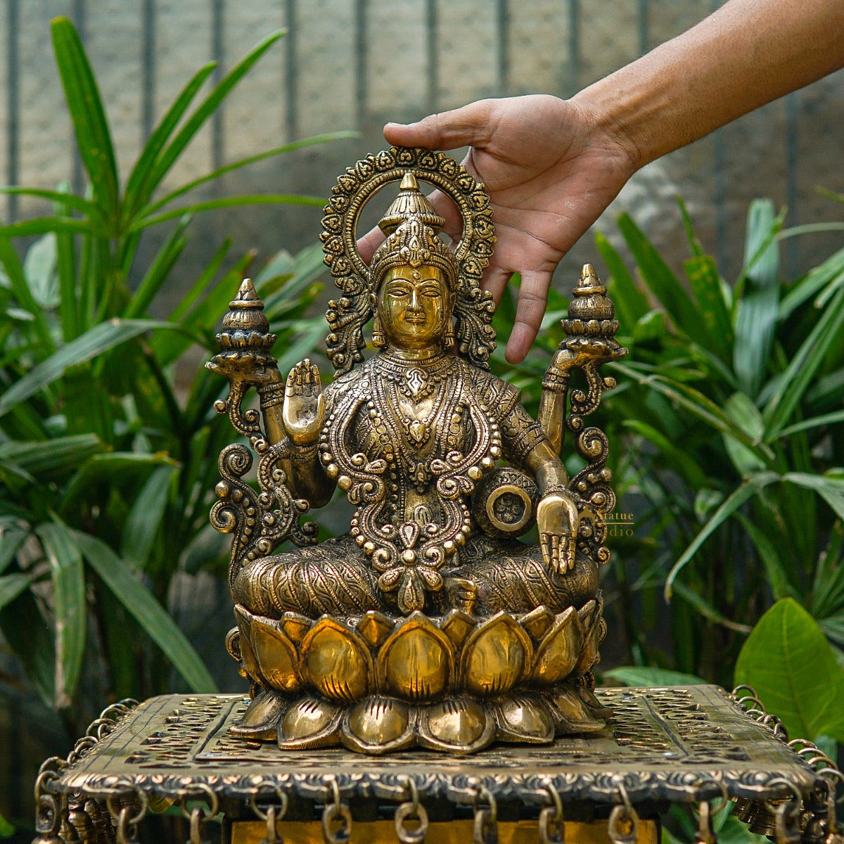 Brass Large Size Lakshmi Idol For Home Office Diwali Decor Statue 12" - Image 2