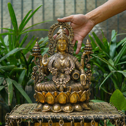 Brass Large Size Lakshmi Idol For Home Office Diwali Decor Statue 12" by vendor-unknown - Hindu Gods (View 2)