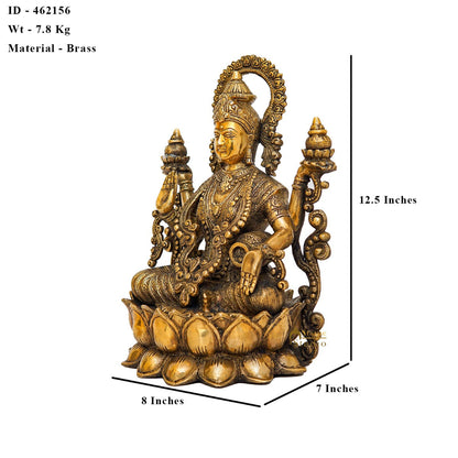 Brass Large Size Lakshmi Idol For Home Office Diwali Decor Statue 12" by vendor-unknown - Hindu Gods (View 6)