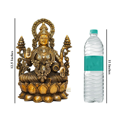 Brass Large Size Lakshmi Idol For Home Office Diwali Decor Statue 12" by vendor-unknown - Hindu Gods (View 7)