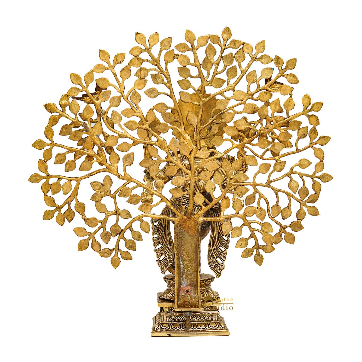 Brass Standing Krishna Idol with Tree 22" by StatueStudio