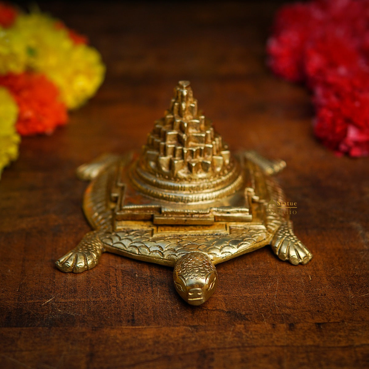 Brass Turtle Showpieces With Yantra For Feng Shui Vastu Home Office Room Decor - Eco-friendly - Sama Homes