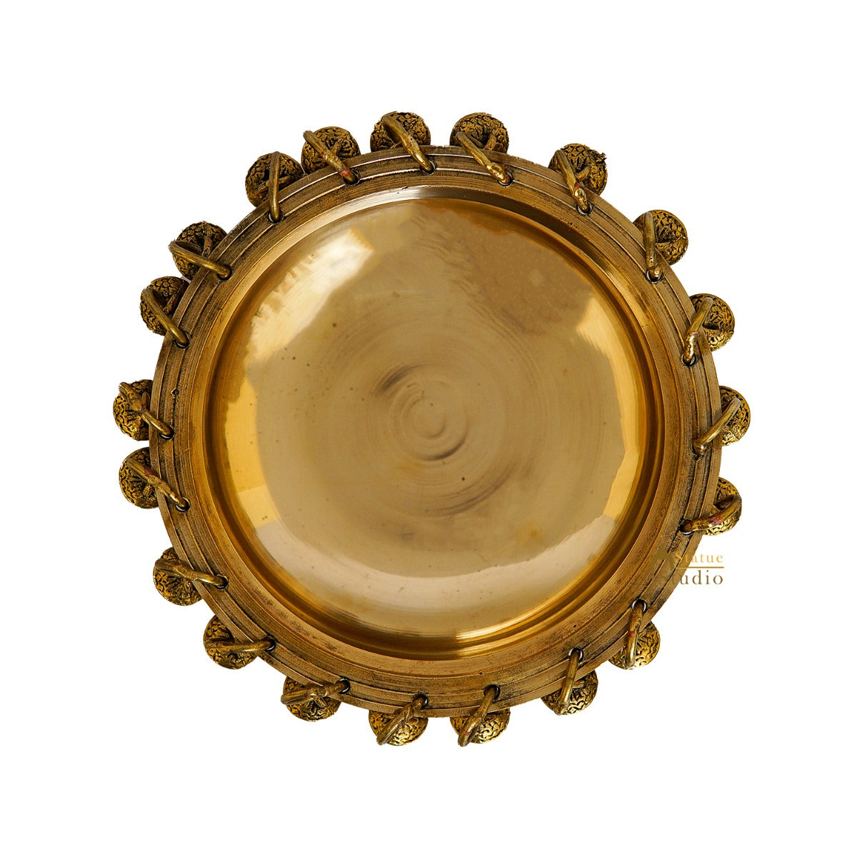 Brass Small Urli Bowl Showpiece With Bells For Home Table Pooja Room Diwali Decor