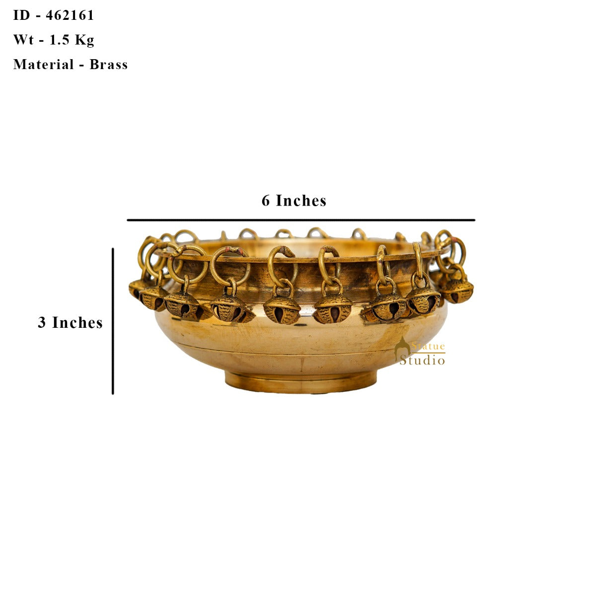 Brass Small Urli Bowl Showpiece With Bells For Home Table Pooja Room Diwali Decor - Image 6