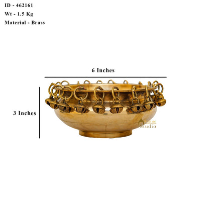 Brass Small Urli Bowl Showpiece With Bells For Home Table Pooja Room Diwali Decor by vendor-unknown - Decor (View 6)