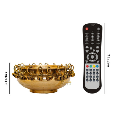 Brass Small Urli Bowl Showpiece With Bells For Home Table Pooja Room Diwali Decor by vendor-unknown - Decor (View 7)