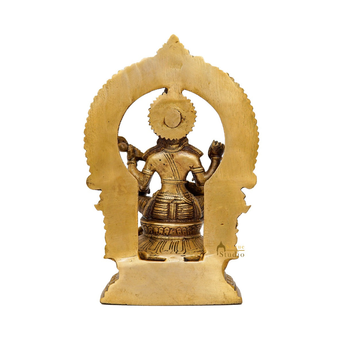 Brass Saraswati Idol For Home Temple Pooja Decor Lucky Gift Statue 10"