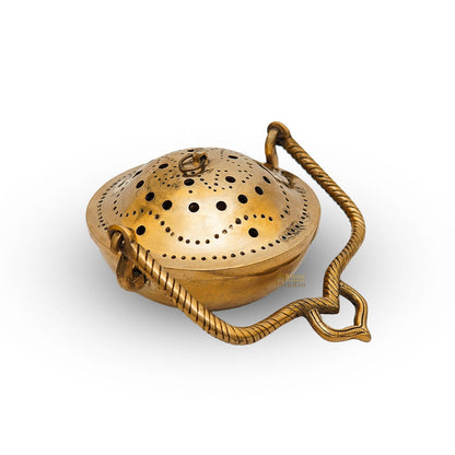 Brass Hanging Dhoop Dani Incense Burner For Pooja Room Decor Diwali Gift Showpiece 3.5" by vendor-unknown - Spiritual (View 4)