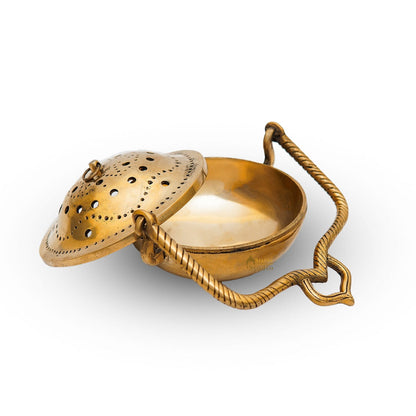 Brass Hanging Dhoop Dani Incense Burner For Pooja Room Decor Diwali Gift Showpiece 3.5" by vendor-unknown - Spiritual (View 5)