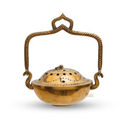 Brass Hanging Dhoop Dani Incense Burner For Pooja Room Decor Diwali Gift Showpiece 3.5" by vendor-unknown - Spiritual (View 3)