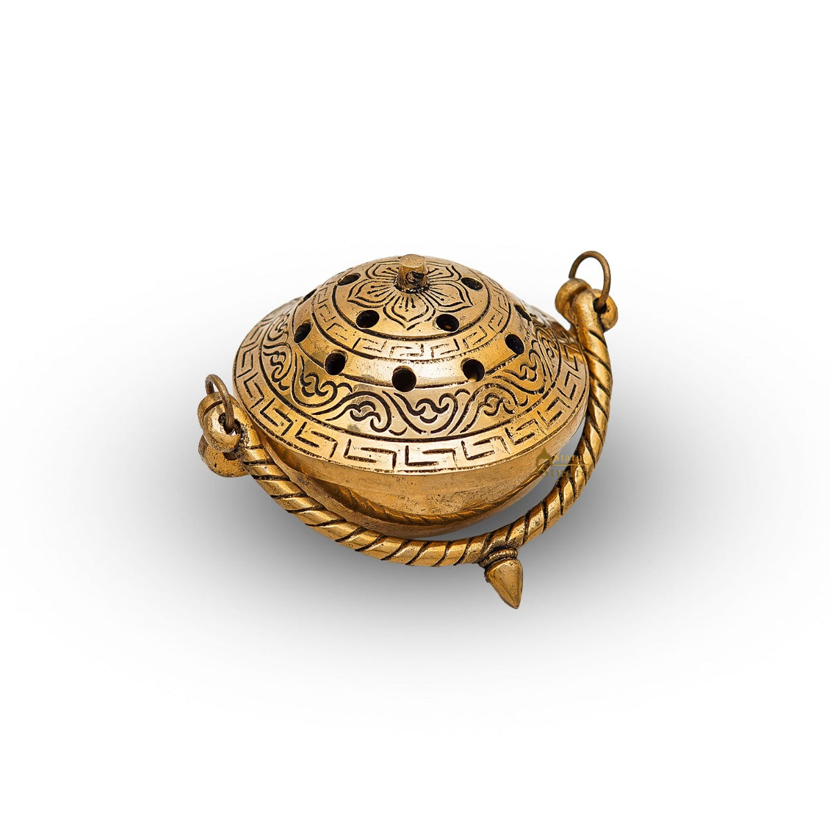 Brass Hanging Dhoop Dani Incense Burner For Pooja Room Decor Diwali Gift Showpiece 3"