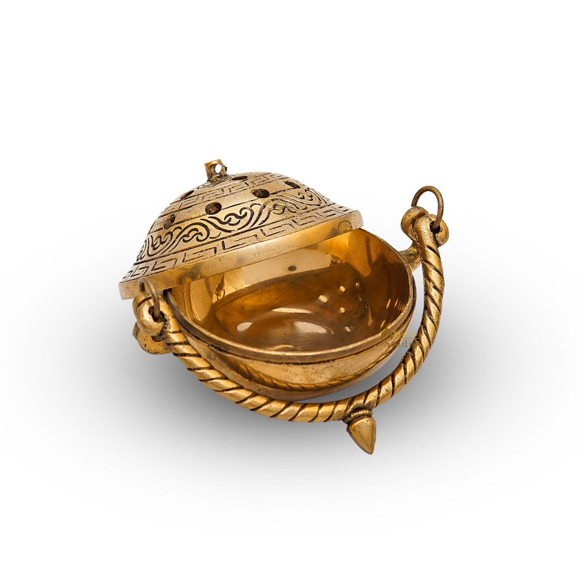 Brass Hanging Dhoop Dani Incense Burner For Pooja Room Decor Diwali Gift Showpiece 3"