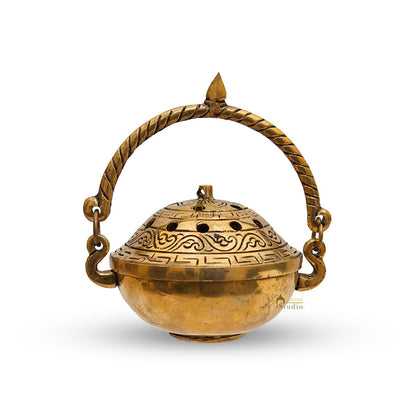 Brass Hanging Dhoop Dani Incense Burner For Pooja Room Decor Diwali Gift Showpiece 3" by vendor-unknown - Spiritual (View 4)