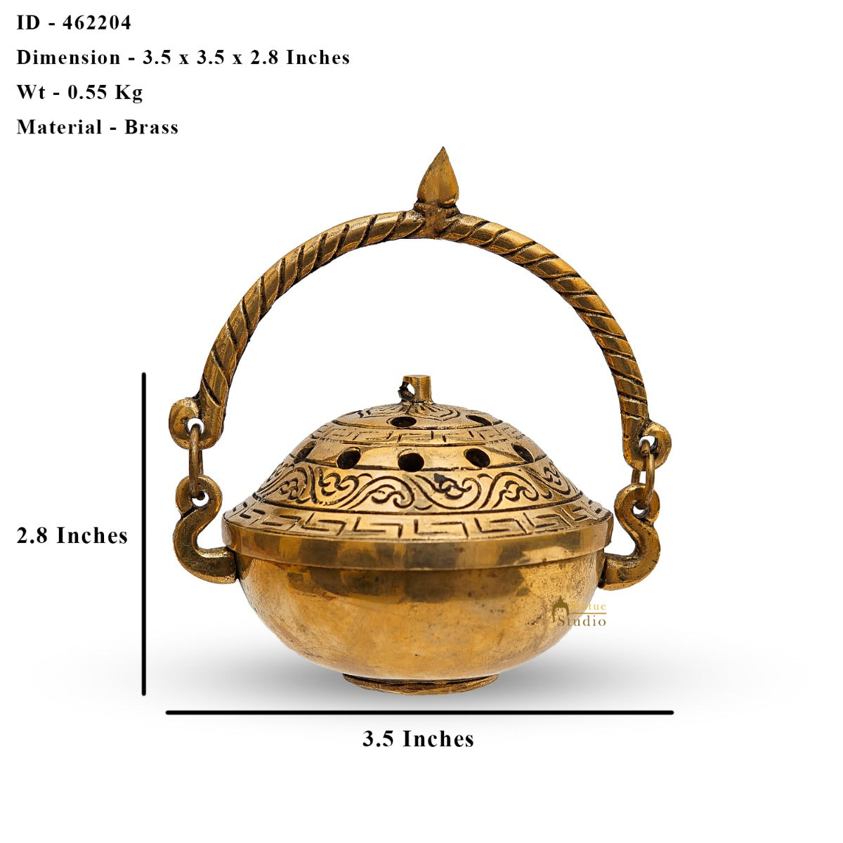 Brass Hanging Dhoop Dani Incense Burner For Pooja Room Decor Diwali Gift Showpiece 3" - Image 7