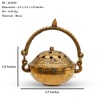 Brass Hanging Dhoop Dani Incense Burner For Pooja Room Decor Diwali Gift Showpiece 3" by vendor-unknown - Spiritual (View 7)