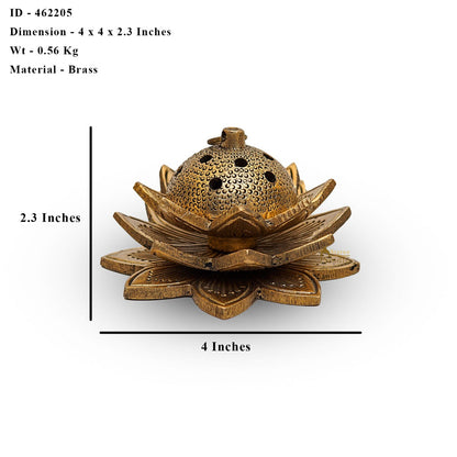 Brass Lotus Shaped Dhoop Dani Incense Burner For Pooja Room Decor Diwali Gift Showpiece 2" by vendor-unknown - Spiritual (View 7)