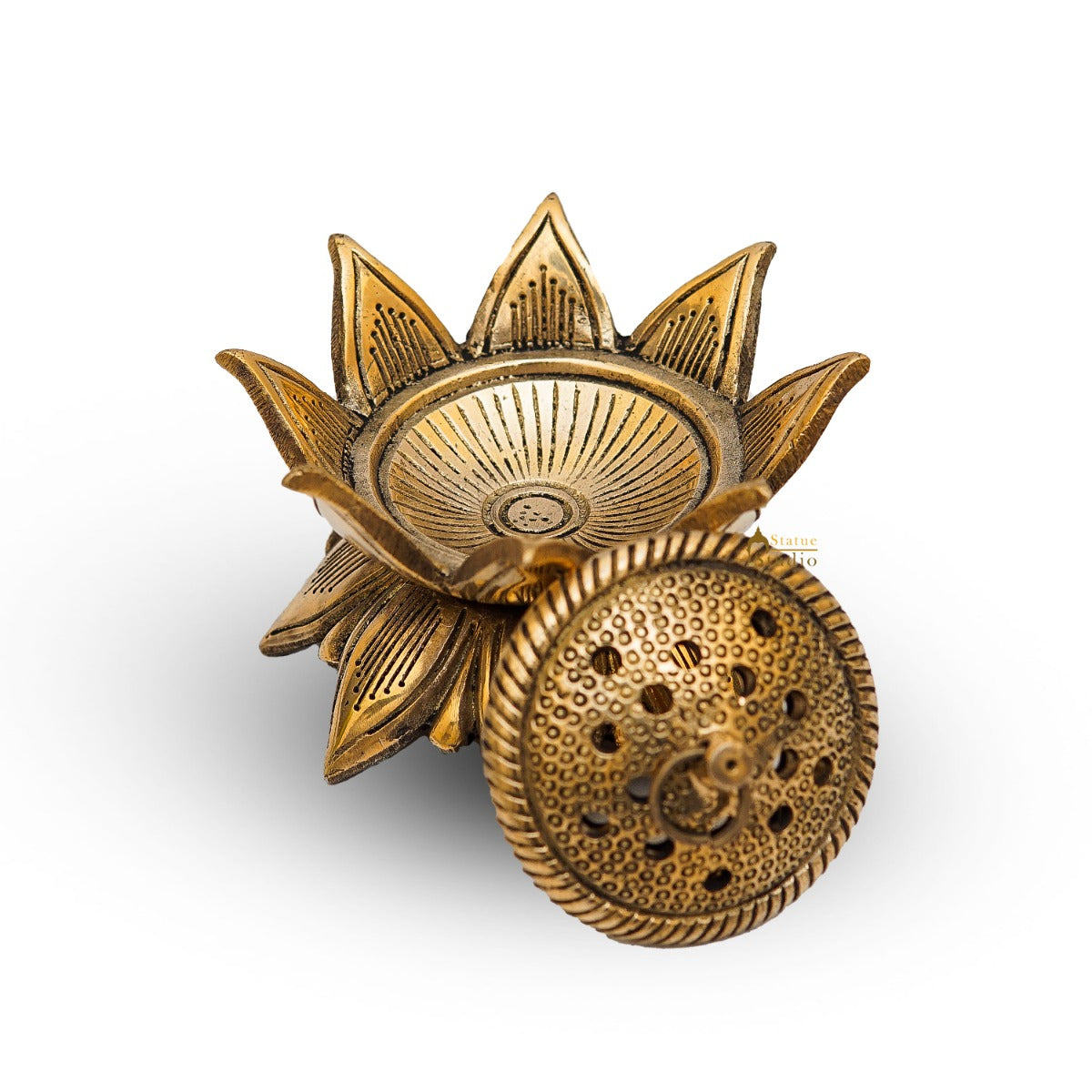 Brass Dhoop Dani Incense Burner For Pooja Room Decor Diwali Gift Showpiece 6"