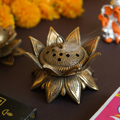 Brass Dhoop Dani Incense Burner For Pooja Room Decor Diwali Gift Showpiece 6" by vendor-unknown - Spiritual