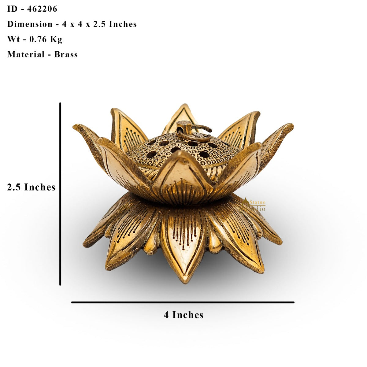 Brass Dhoop Dani Incense Burner For Pooja Room Decor Diwali Gift Showpiece 6" - Image 7