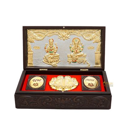Ganesha Laxmi Wooden Charan Paduka Diwali Pooja Gift Decor Box by vendor-unknown - Spiritual (View 4)