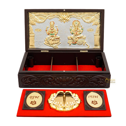 Ganesha Laxmi Wooden Charan Paduka Diwali Pooja Gift Decor Box by vendor-unknown - Spiritual (View 6)