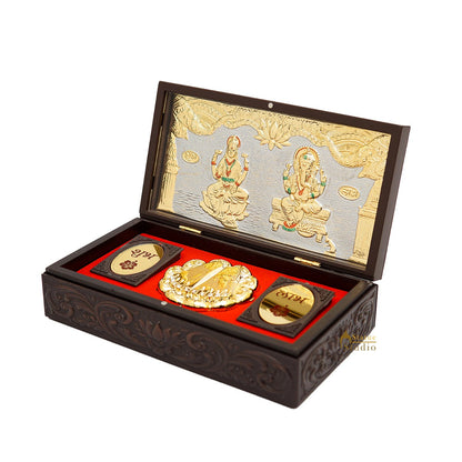 Ganesha Laxmi Wooden Charan Paduka Diwali Pooja Gift Decor Box by vendor-unknown - Spiritual (View 5)