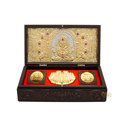 Ganesha Wooden Charan Paduka Diwali Pooja Gift Decor Box by vendor-unknown - Spiritual (View 4)