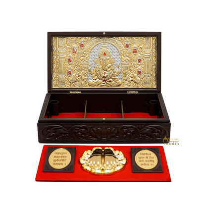 Ganesha Wooden Charan Paduka Diwali Pooja Gift Decor Box by vendor-unknown - Spiritual (View 6)