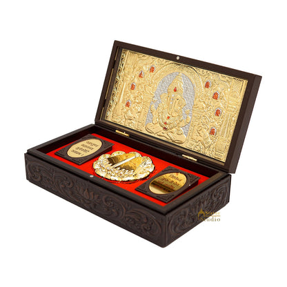 Ganesha Wooden Charan Paduka Diwali Pooja Gift Decor Box by vendor-unknown - Spiritual (View 5)