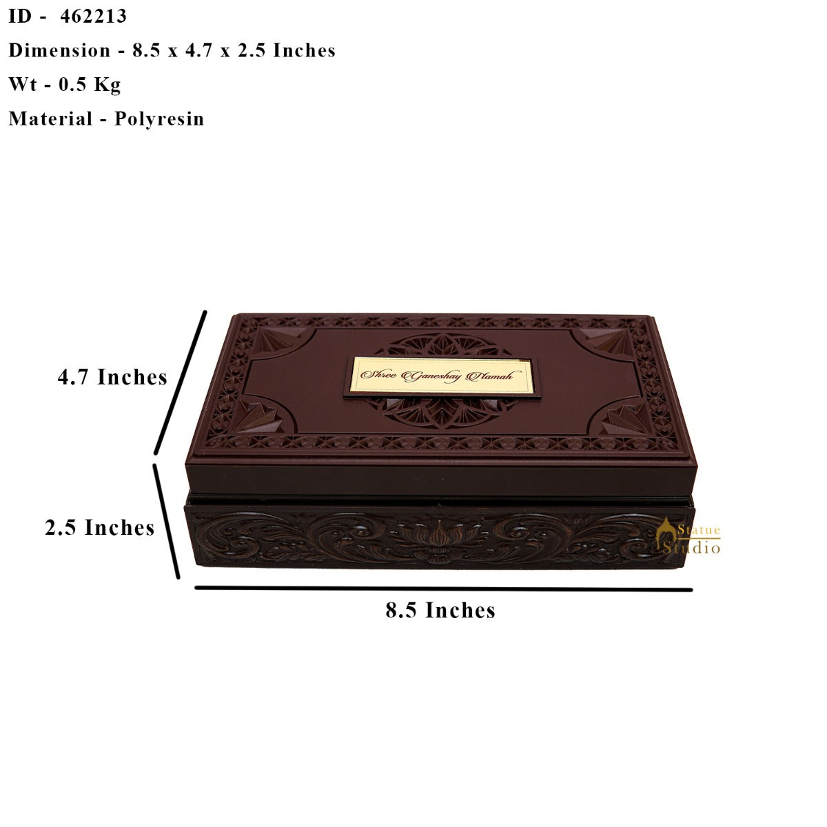 Ganesha Wooden Charan Paduka Diwali Pooja Gift Decor Box - Image 8